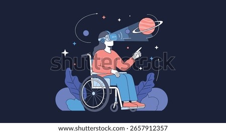 Virtual Reality Exploration for a Wheelchair User in a Cosmic Galaxy Adventure