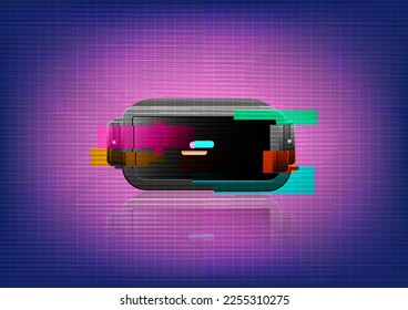 Virtual reality eyeglasses for entertainment and reflection on technology background. Vector illustration.