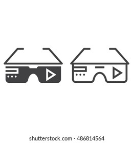 virtual reality eyeglasses line icon, outline and solid vector sign, linear and full pictogram isolated on white, logo illustration