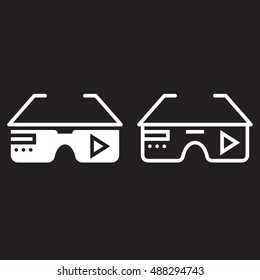 virtual reality eyeglasses line icon, outline and solid vector sign, linear and full pictogram isolated on black, logo illustration