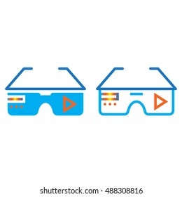 virtual reality eyeglasses line icon, outline and solid vector sign, linear and full pictogram isolated on white, colorful logo illustration