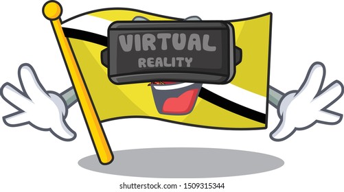 Virtual reality flag brunei darussalam isolated with mascot