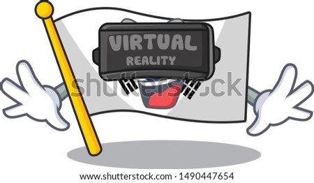 Virtual reality flag korea isolated with the mascot