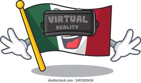 Virtual reality flag mexico isolated with the character