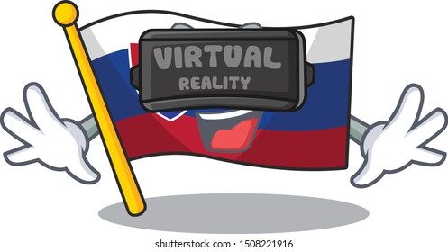 Virtual reality flag slovakia isolated in the cartoon