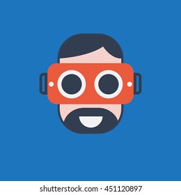 Virtual Reality  Flat design Icon  color - VR  vector illustration