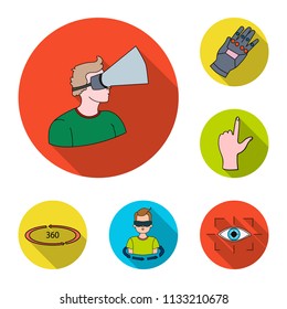 A virtual reality flat icons in set collection for design. Modern technology and equipment vector symbol stock web illustration.