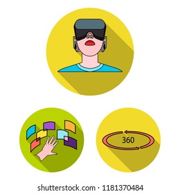 A virtual reality flat icons in set collection for design. Modern technology and equipment vector symbol stock web illustration.