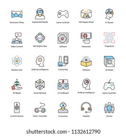 
Virtual Reality Flat Vector Icons 
