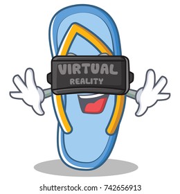 With virtual reality flip flops character cartoon