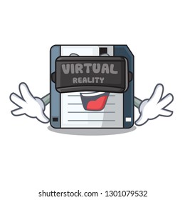 Virtual reality floppy disk in the character funny