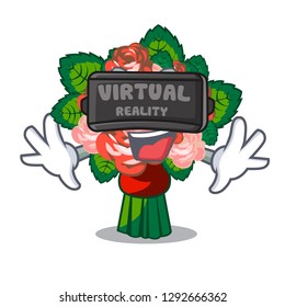 Virtual reality flower bouquet on isolated with mascot