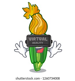 Virtual reality flowers character on a zuchini funny