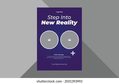 plantilla de diseño de volante de realidad virtual. diseño de panfleto de la realidad virtual de alta tecnología.
plantilla de volante de realidad virtual de alta tecnología de tecnología. plantilla a4, diseño de folletos, portada, volante, afiche, listo para imprimir