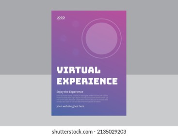 Virtual Reality Flyer Template Design. Concept of virtual reality, simulation, gaming and future technology. Virtual Experience Flyer Design. Cover, Flyer, Poster