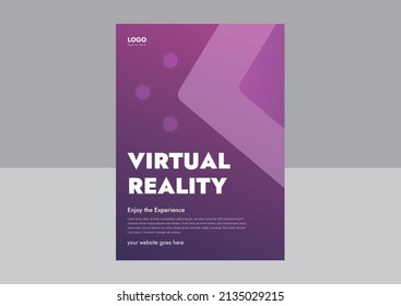 Diseño de plantillas de volante de realidad virtual. Concepto de realidad virtual, simulación, juegos y tecnología futura. Diseño de Volante de Experiencia Virtual. Portada, volante, afiche