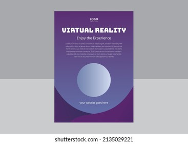 Virtual Reality Flyer Template Design. Concept of virtual reality, simulation, gaming and future technology. Virtual Experience Flyer Design. Cover, Flyer, Poster