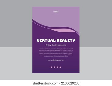 Virtual Reality Flyer Template Design. Concept of virtual reality, simulation, gaming and future technology. Virtual Experience Flyer Design. Cover, Flyer, Poster