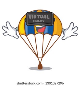 Virtual reality flying parachute in the mascot sky