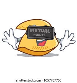 With virtual reality fortune cookie mascot cartoon