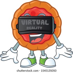 Virtual reality fresh cherry pie in the character