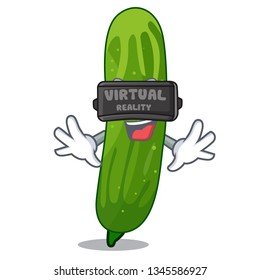 Virtual reality fresh cucumber isolated in the cartoon