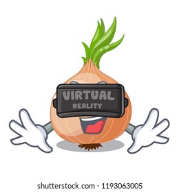 Virtual reality fresh onion isolated on the mascot