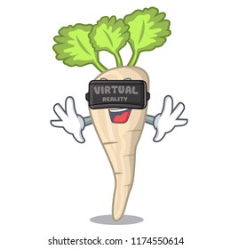 Virtual reality fresh parsnip roots on a mascot