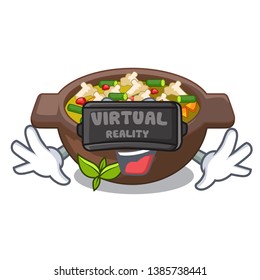 Virtual reality fried minestrone in the cup character