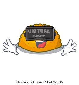 Virtual reality fried patties isolated on the mascot