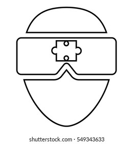Virtual reality game illustration - glyph style icon - Filled black
