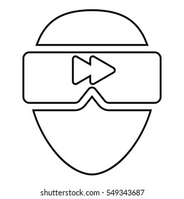 Virtual reality game illustration - glyph style icon - Filled black
