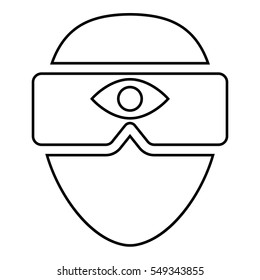 Virtual reality game illustration - glyph style icon - Filled black
