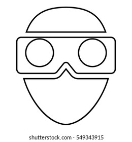 Virtual reality game illustration - glyph style icon - Filled black
