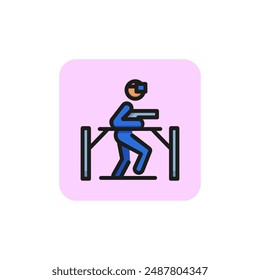 Virtual reality game line icon. Zone, area, entertainment. Gaming concept. Vector illustration can be used for topics like VR platform, videogame, leisure