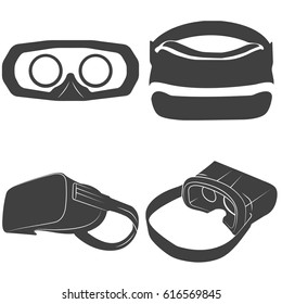 Virtual reality, virtual game, linear, separate on a white background, set of icons vector