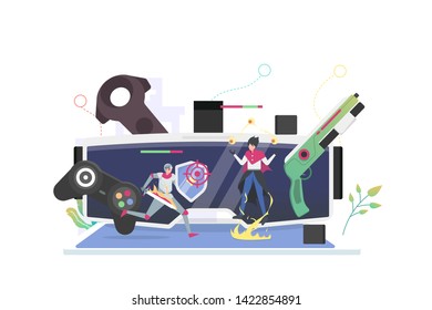 Virtual Reality Games Vector Concept Illustration, Suitable for web landing page, ui, mobile app, editorial design, flyer, banner, and other related occasion