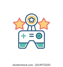 Virtual Reality Gaming and Entertainment Experience Icon Illustration