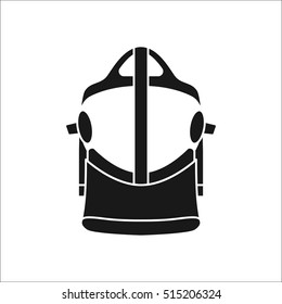 Virtual reality gaming and entertainment headset upview sign silhouette icon on background