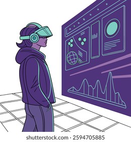 Virtual reality gaming experience with futuristic VR headset