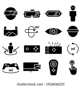 Virtual Reality gaming Icon set. simple illustration. mobile concept app line icon and web design. Editable stroke. Design template vector