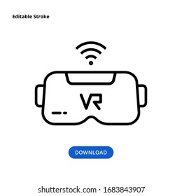 Virtual Reality Gaming Icon. VR glasses thin line style headset icon. Virtual reality helmet isolated goggles device modern, simple flat vector illustration for web site or mobile app