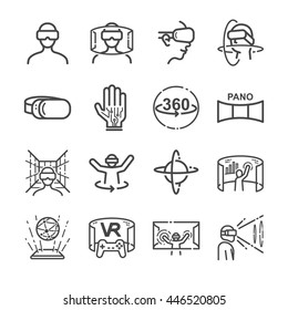 Virtual Reality Gaming Icons. Included The Icons As VR, Game, Simulator, Futuristic, Screen, View And More.