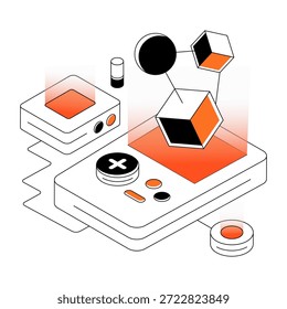 Ilustración del juego de la realidad virtual, Vector editable