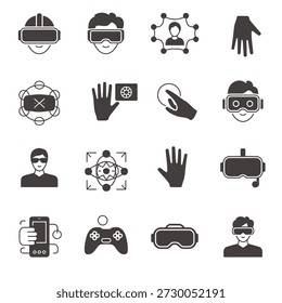 Ícones da realidade virtual e da tecnologia de jogos