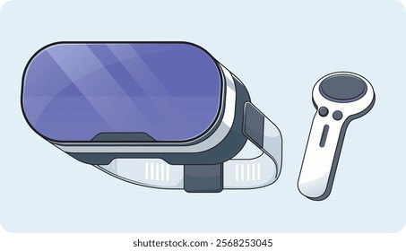 virtual reality gear headset with controllers isolated	