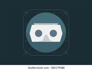Virtual reality gear vector icon. VR helmet in material design.