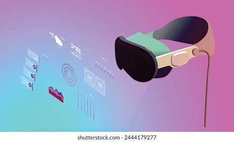 Virtual Reality glass illustration, VR Glass vector illustration, Virtual universe, Metaverse	
