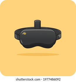 Virtual reality glasses black color front view, on yellow background, vector design and isolated background.