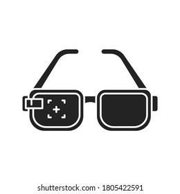 Virtual reality glasses black glyph icon. Innovative digital device. Pictogram for web page, mobile app, promo. UI UX GUI design element.